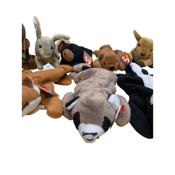 Lot Of 9 Beanie Babies Forest Themed Deer Moose Fox Skunk Bear Raccoon Beaver - Picture 3 of 6